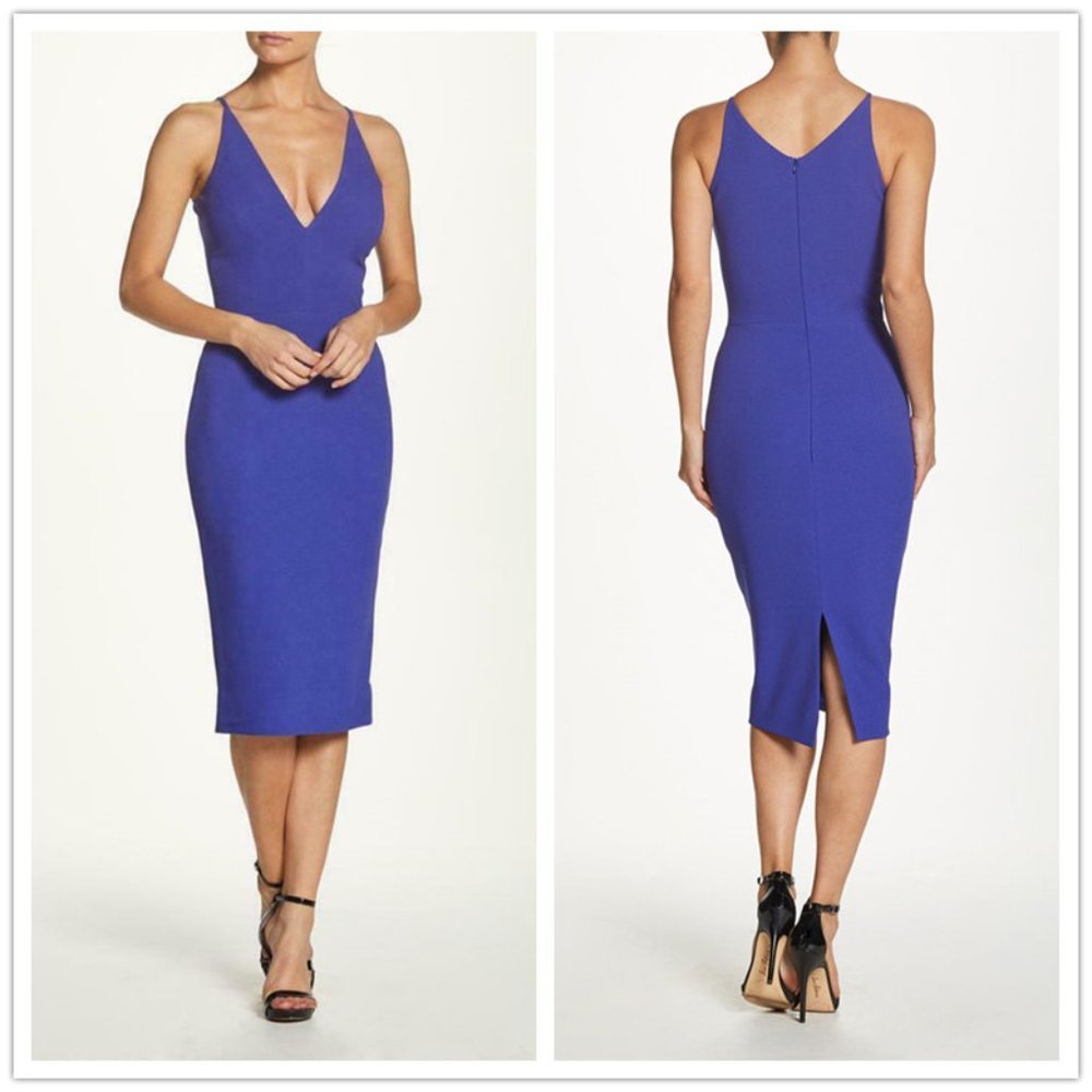 Dress the Population Lyla Plunging Crepe Midi Dres